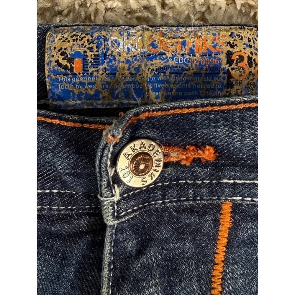 Akademiks Baggy Jeans Y2K Hip Hop Streetwear Skate Denim Checkered Panel Mens 38